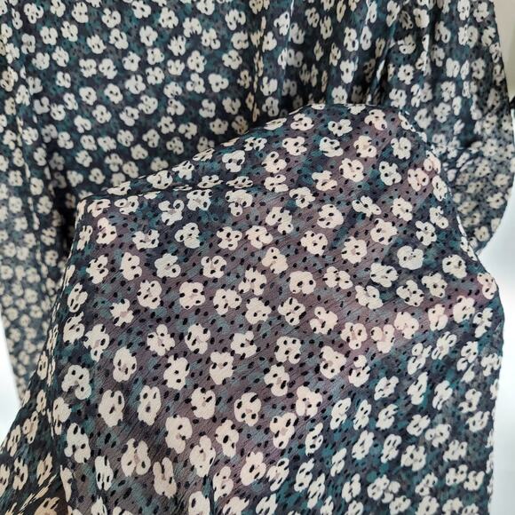 Tommy Hilfiger black Swiss dot floral sheer long sleeve wrap midi dress size Med - Picture 7 of 12